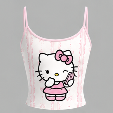 Hello Kitty Cami Top And Drawstring Elastic-waist Pants Set For Women