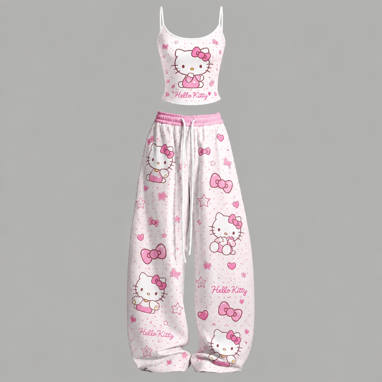 Hello Kitty Cami Top And Drawstring Elastic-waist Pants Set For Women