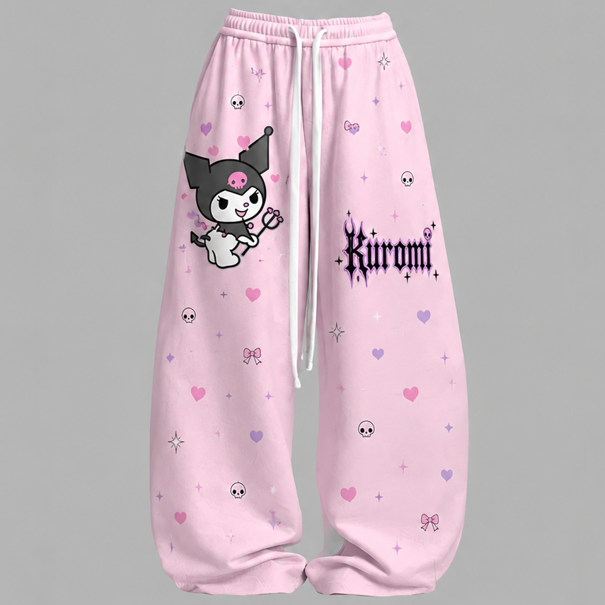 Kuromi Cami Top And Drawstring Elastic-waist Pants Set For Women
