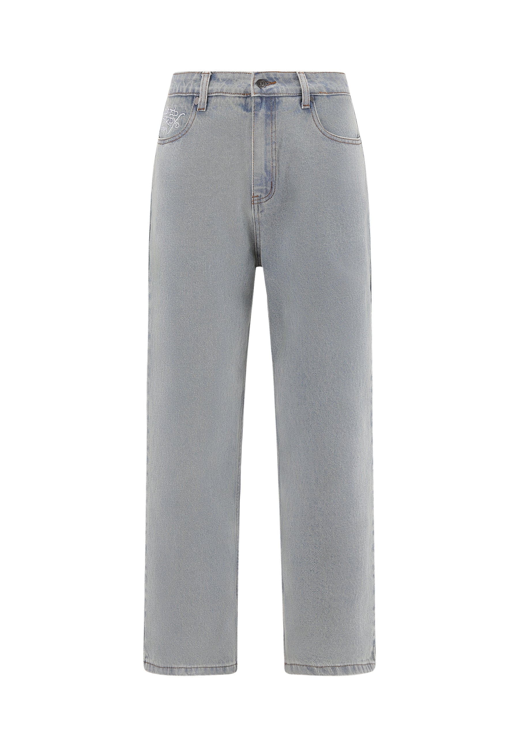 Fashion Street Spider Web Embroidery Straight Loose Wide Leg Denim Jeans For Men