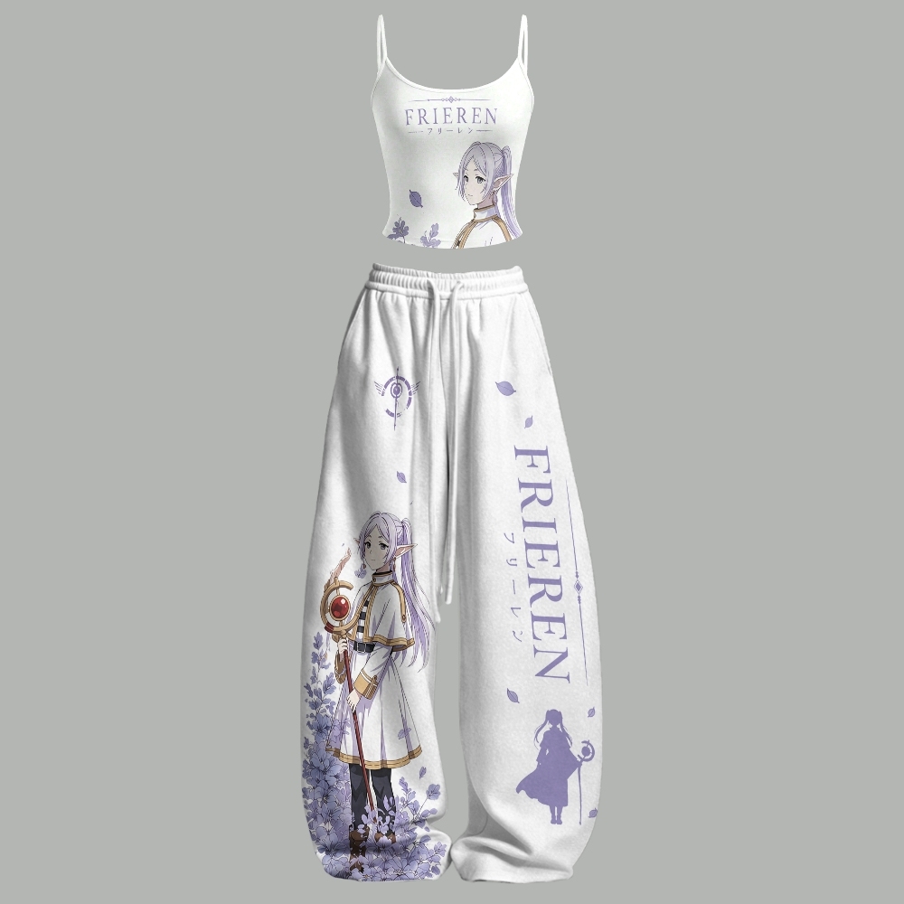 Frieren Cami Top And Drawstring Elastic-waist Pants Set For Women
