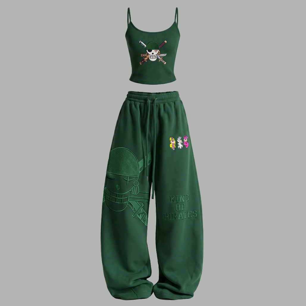 One Piece Cami Top And Drawstring Elastic-waist Pants Set For Women