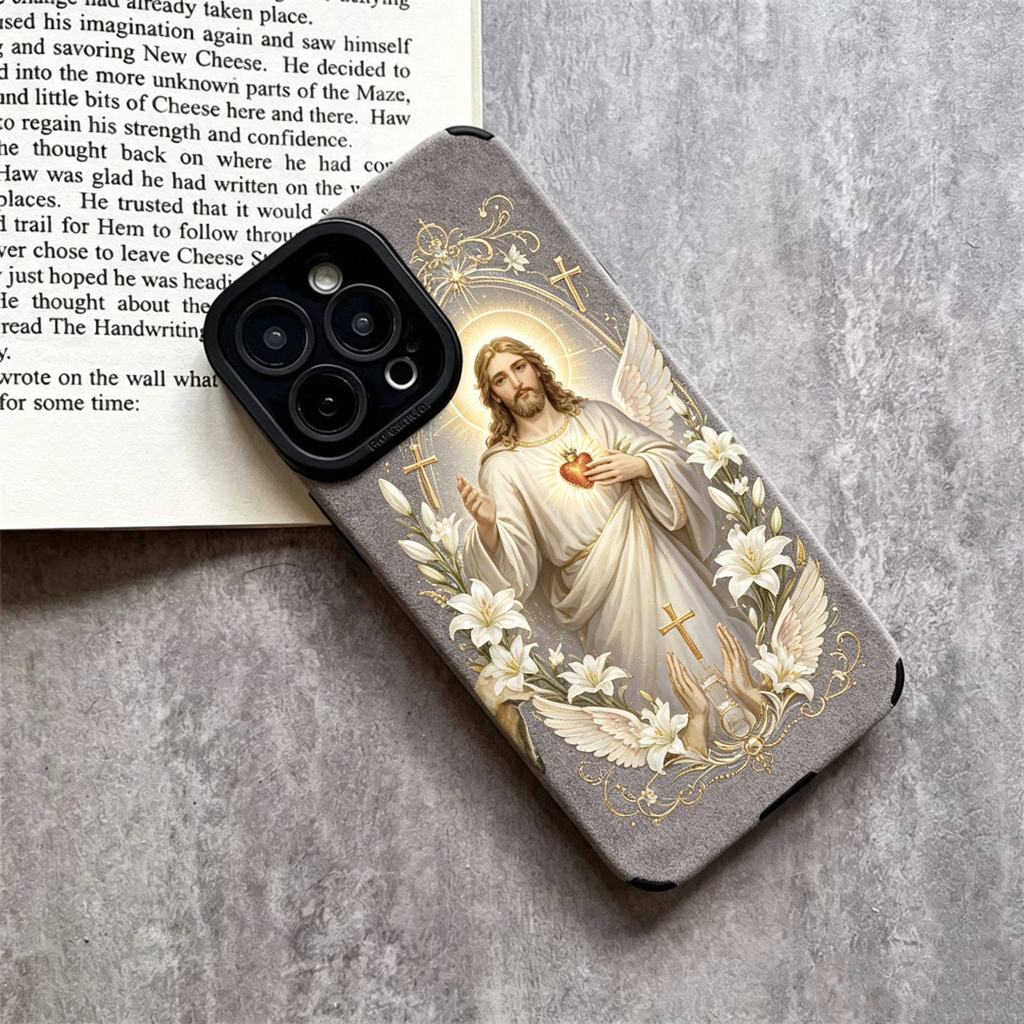 Jesus Distinct God Cross pattern phone case TPU & leather delicate skin as velvet suitable for iPhone 17 16 15 14 13 12 11 Pro Max Plus X XS MAX