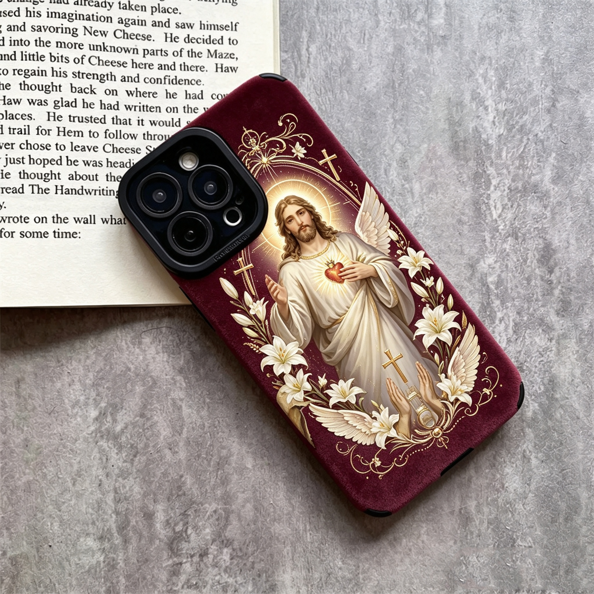 Jesus Distinct God Cross pattern phone case TPU & leather delicate skin as velvet suitable for iPhone 17 16 15 14 13 12 11 Pro Max Plus X XS MAX