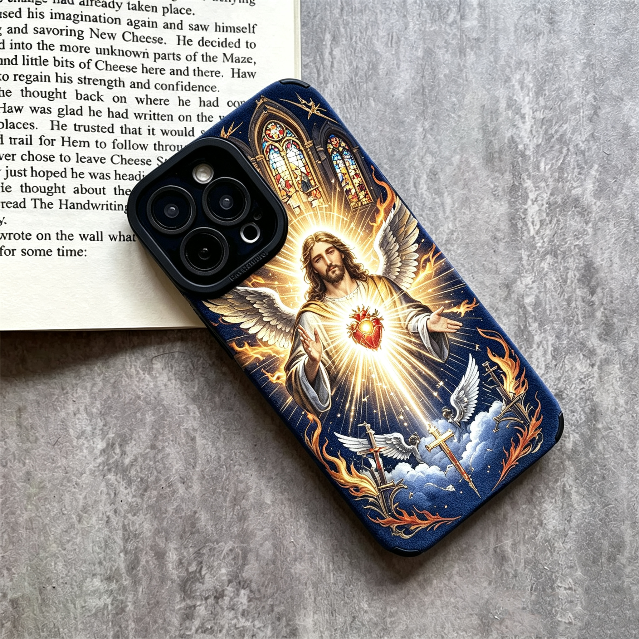 Jesus Distinct God Cross pattern phone case TPU & leather delicate skin as velvet suitable for iPhone 17 16 15 14 13 12 11 Pro Max Plus X XS MAX