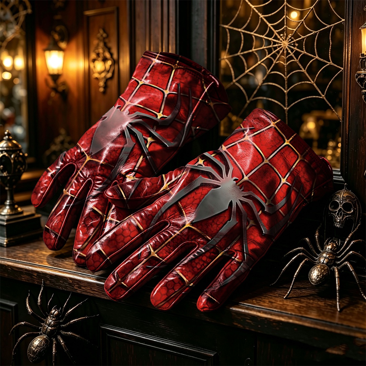 Spider‑Man Printed Leather Gloves