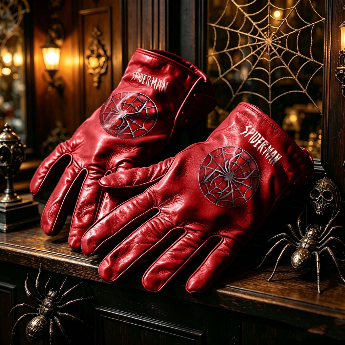 Spider‑Man Printed Leather Gloves