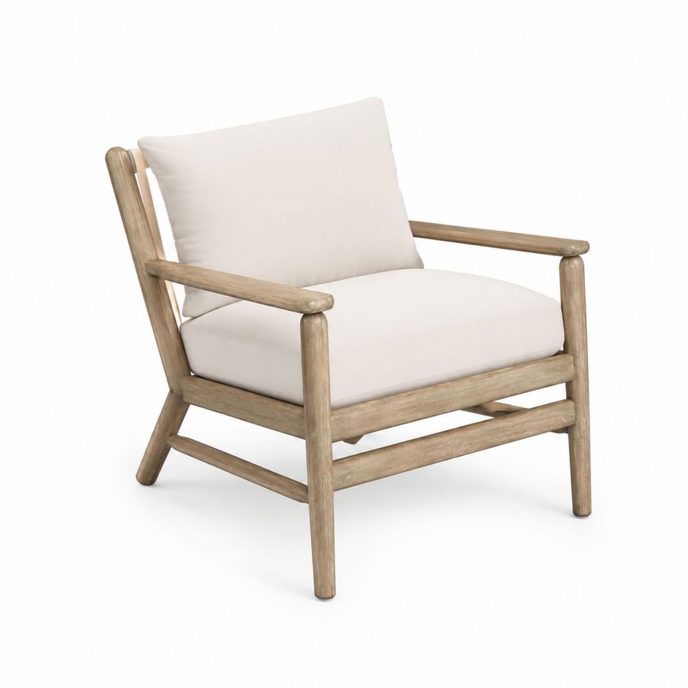 Sillón de Madera con Cojines de Algodón Beige