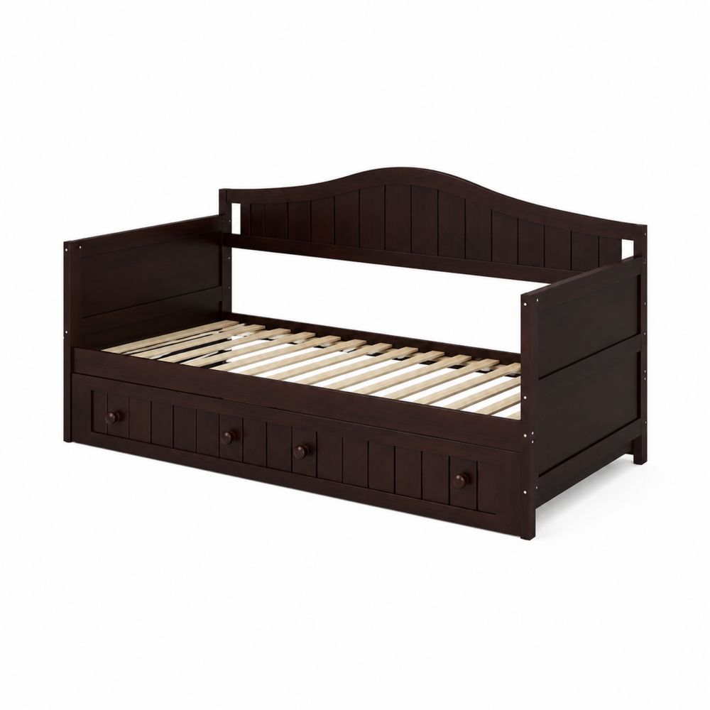 Cama diván de madera con cajones Marrón Oscuro