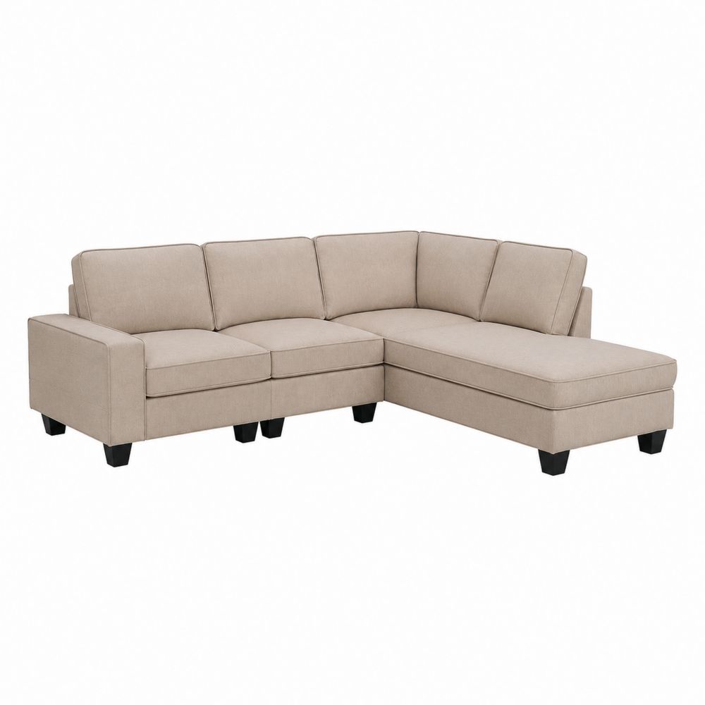 Sofá modular en L 265x195x85 cm Tela Poliéster Beige