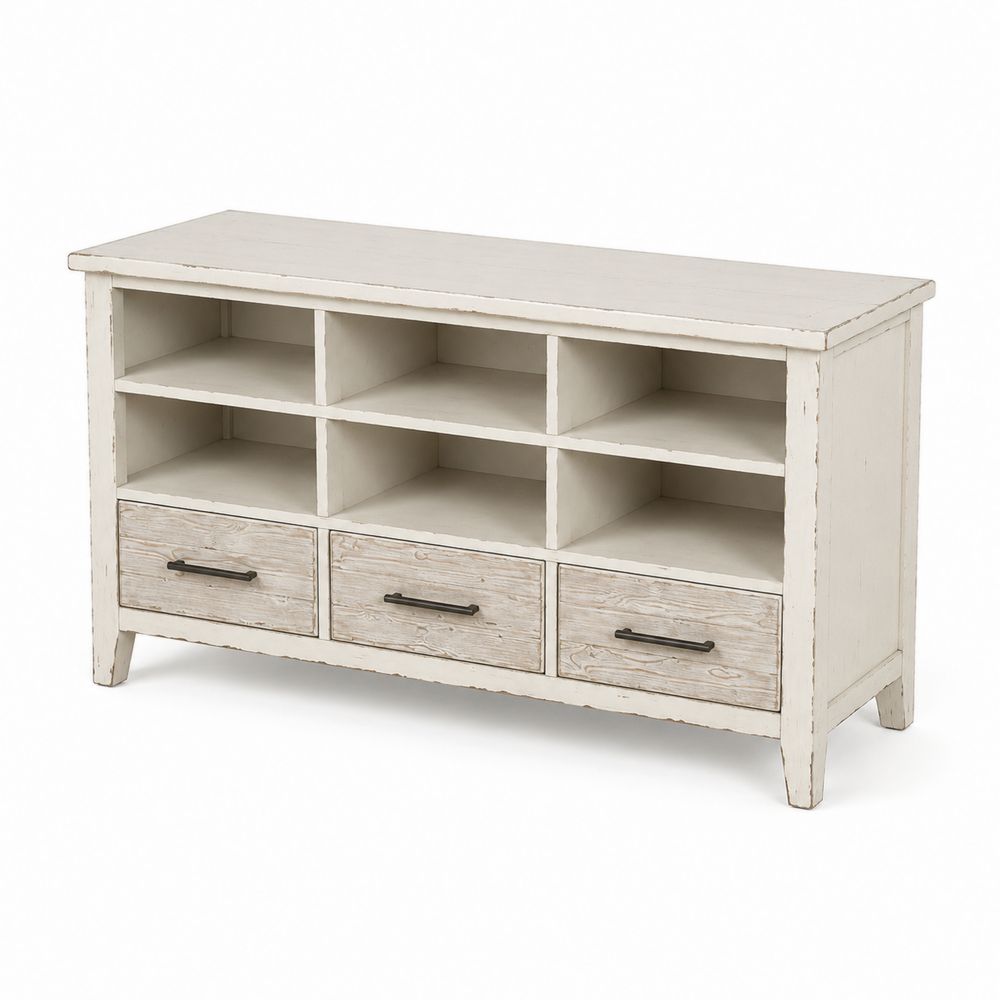 Aparador de Madera con Cajones y Estantes Blanco