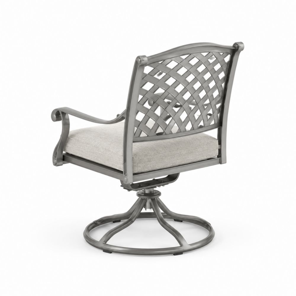 Sillón giratorio de metal con cojín de poliéster Gris