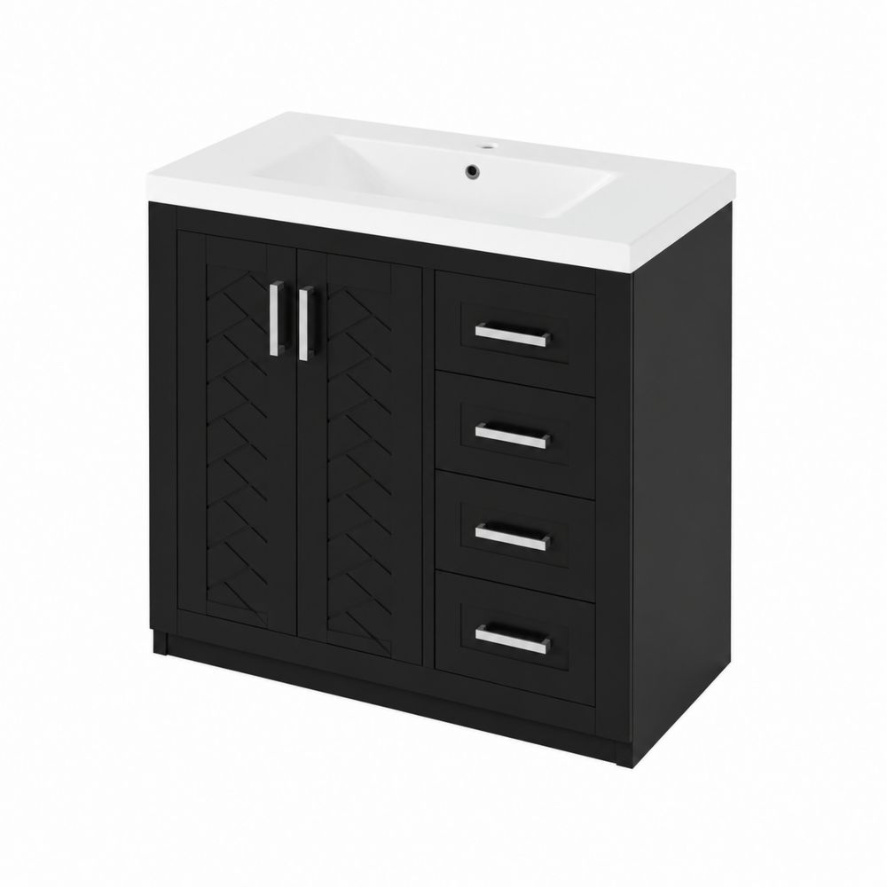 Mueble de lavabo MDF con lavabo de cerámica, Negro, 80x45x85 cm