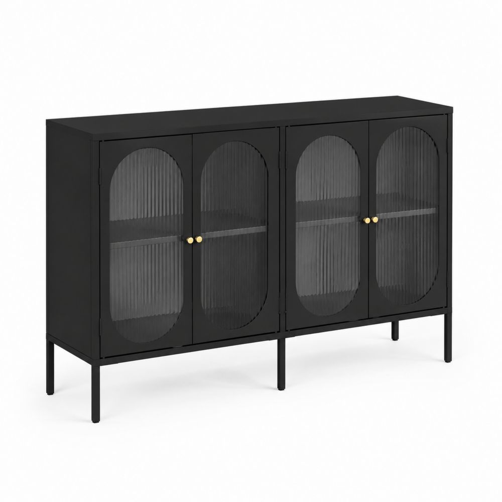 Aparador de metal con puertas de vidrio