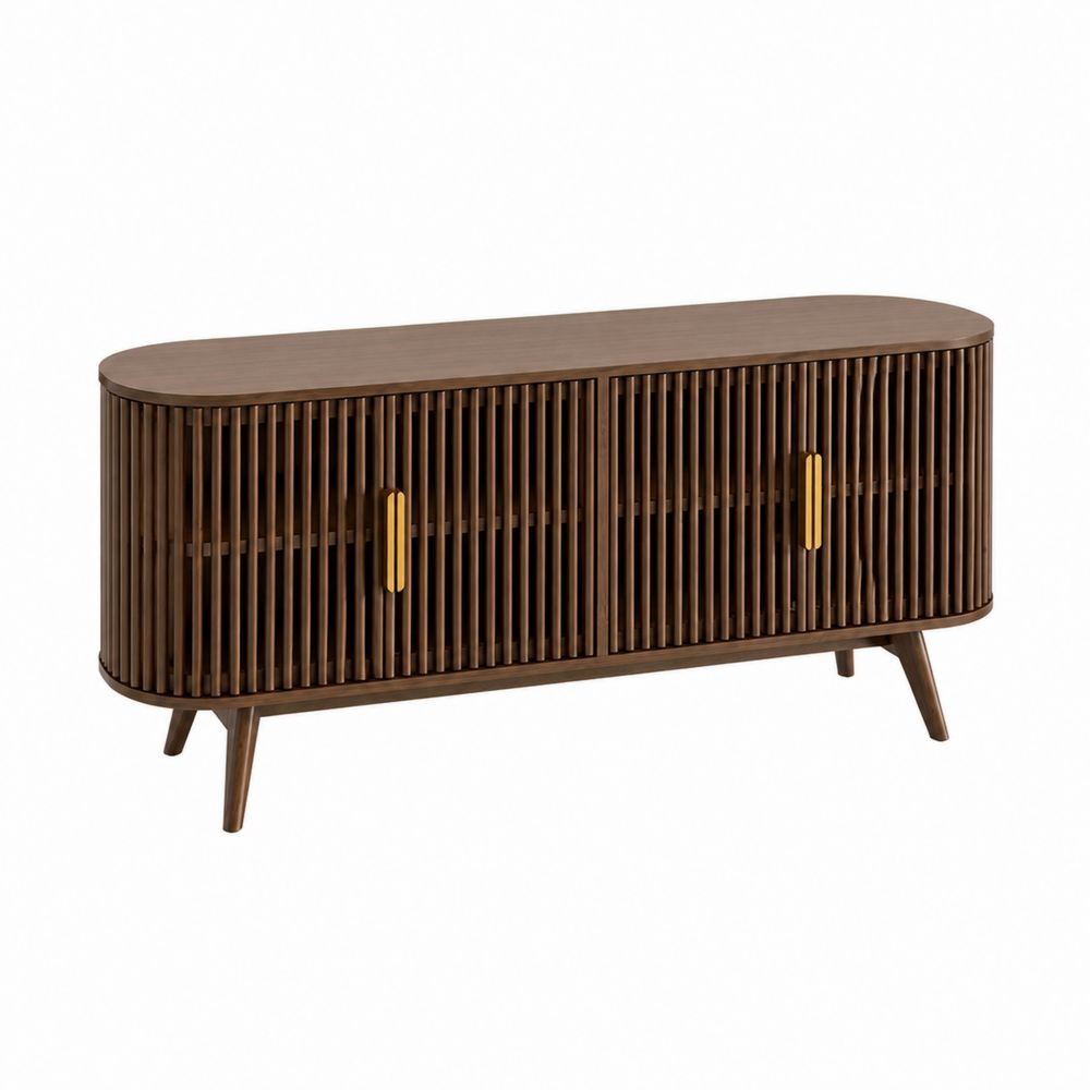 Aparador de madera con puertas de listones 150 cm Marrón
