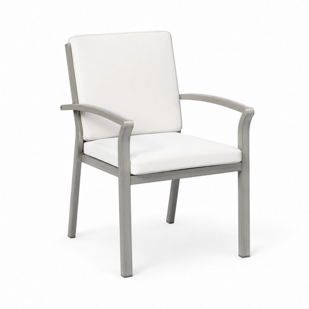 Silla de comedor de aluminio con cojín blanco