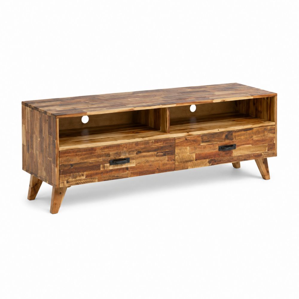 Mueble para TV de Madera Maciza de Acacia con Cajones y Estantes