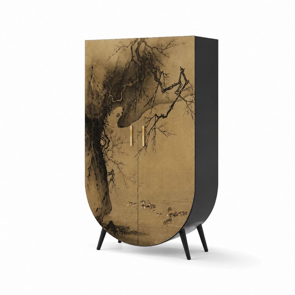 Armario de madera con diseño oriental, 180cm alto, 90cm ancho