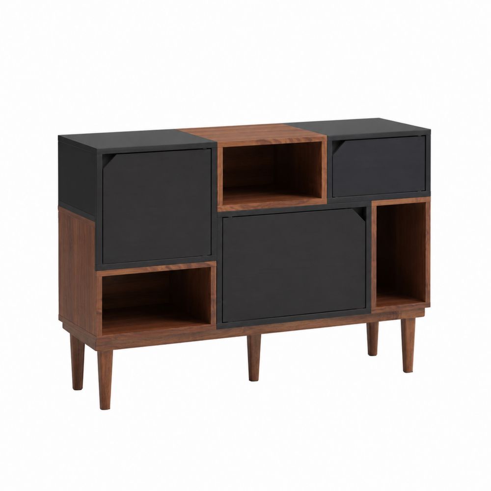 Aparador de Madera y Metal con Cajones y Estantes 120x35x85 cm