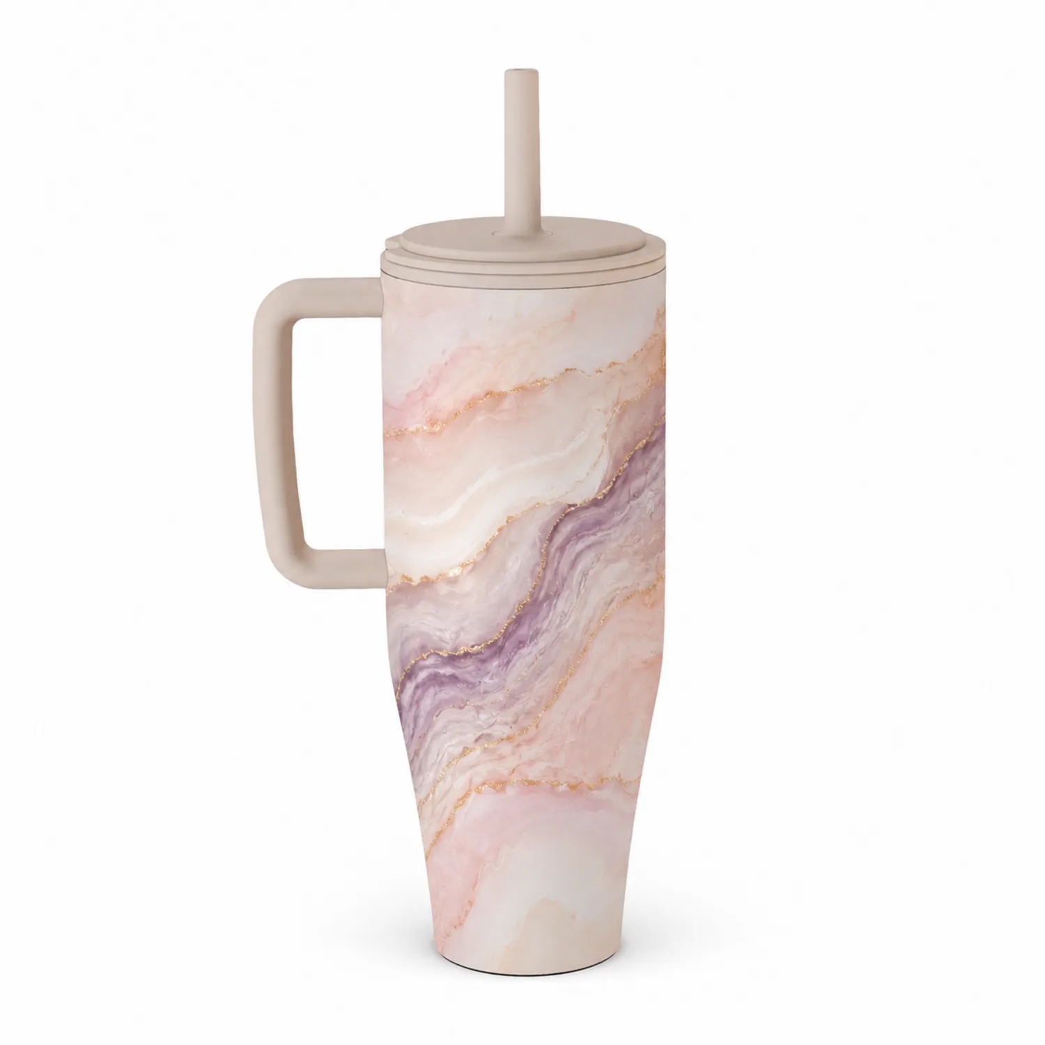 Kubek termiczny z uchwytem w kolorze pastelowego marmuru 950 ml