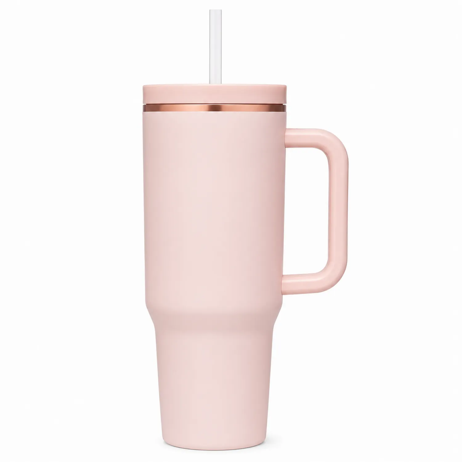 Różowy kubek z uchwytem i słomką 600ml