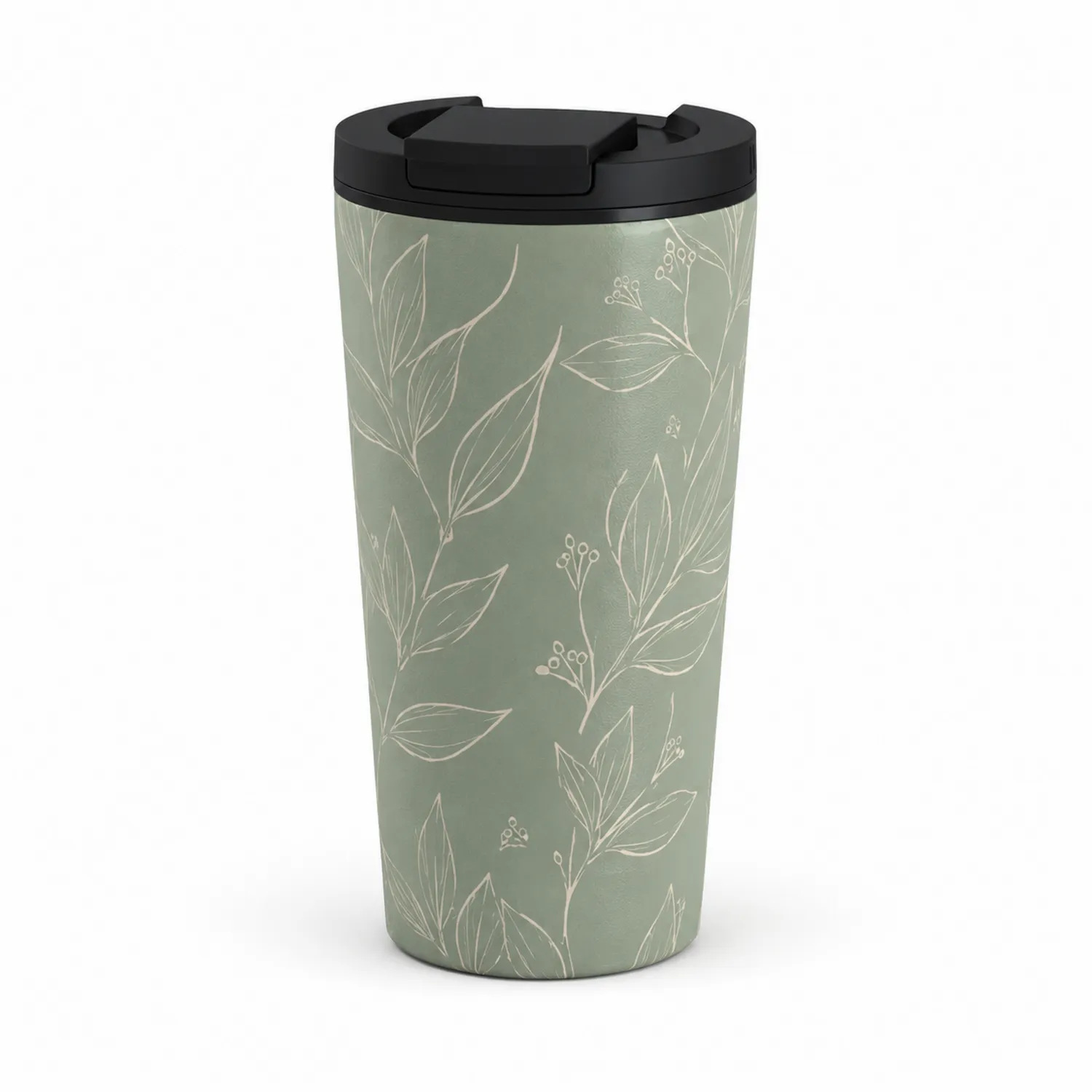 Kubek termiczny 450 ml z liśćmi zielony