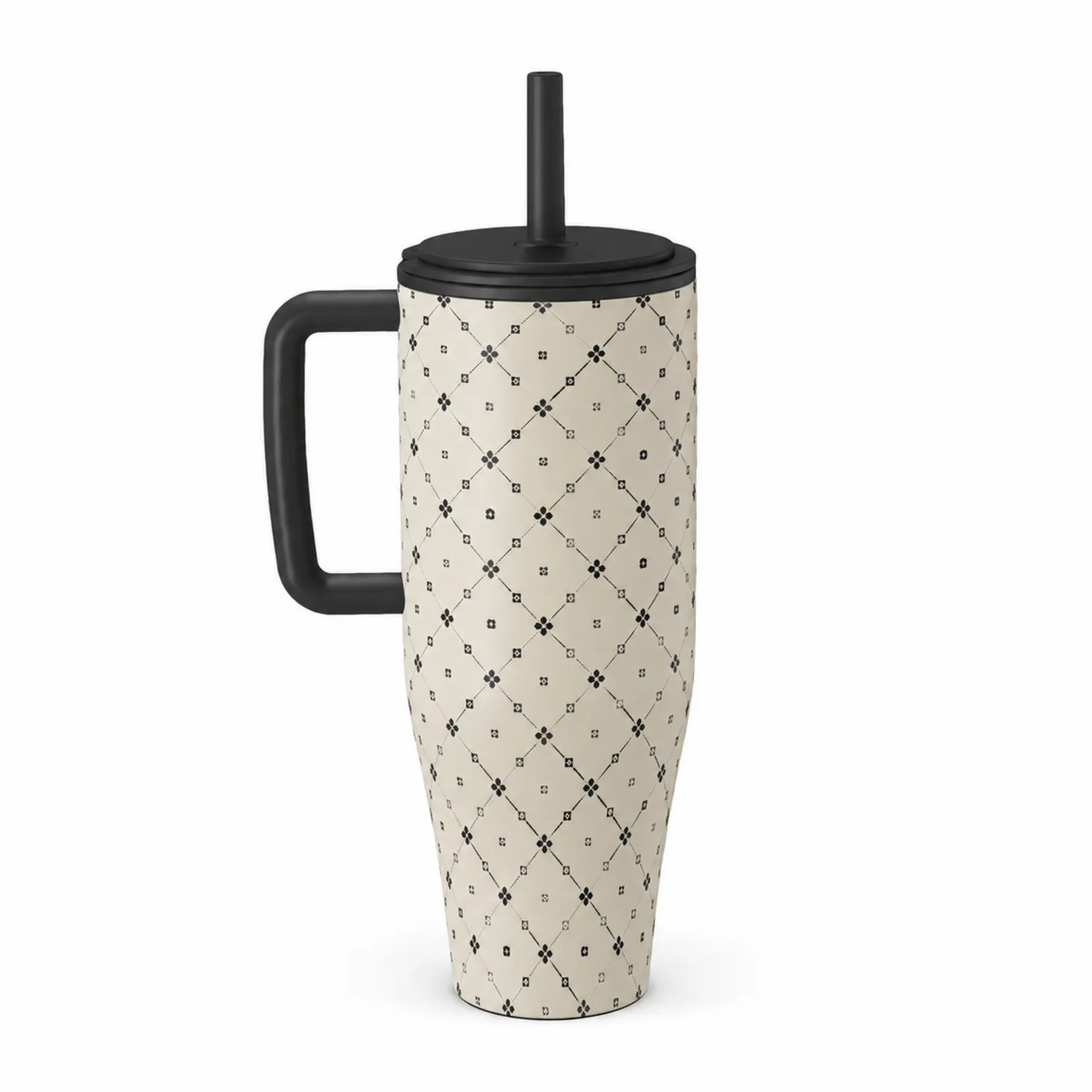 Kubek termiczny z uchwytem beżowo-czarny 500ml