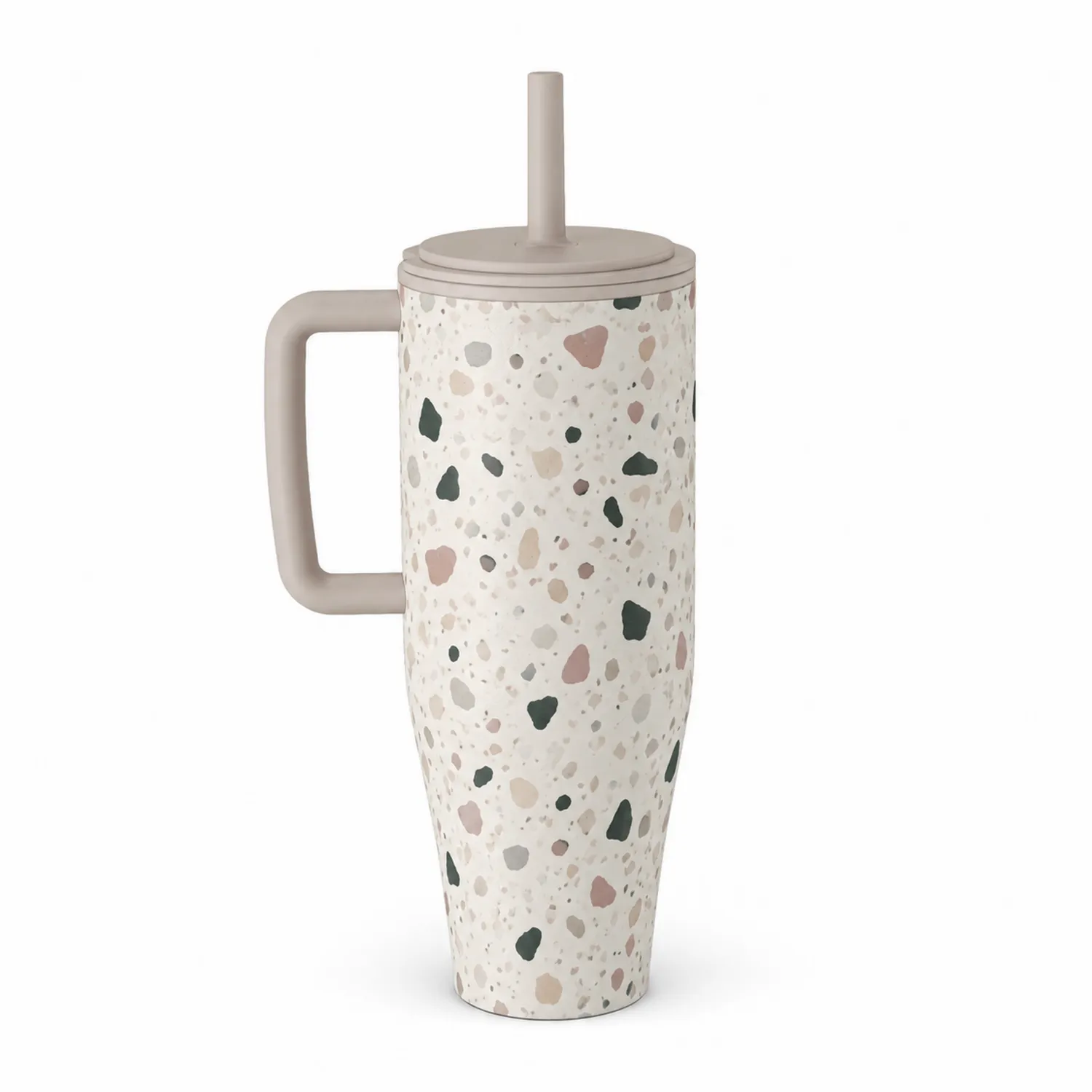 Kubek podróżny 700ml z uchwytem, wzór terazzo