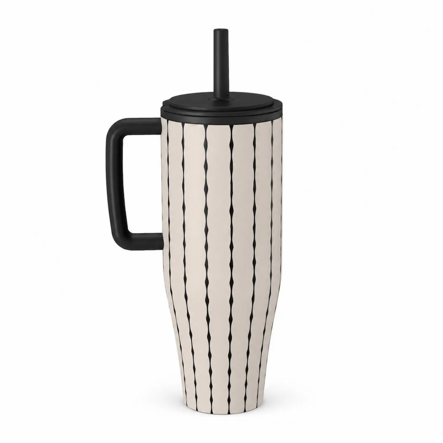 Kubek termiczny 500ml z uchwytem czarno-biały