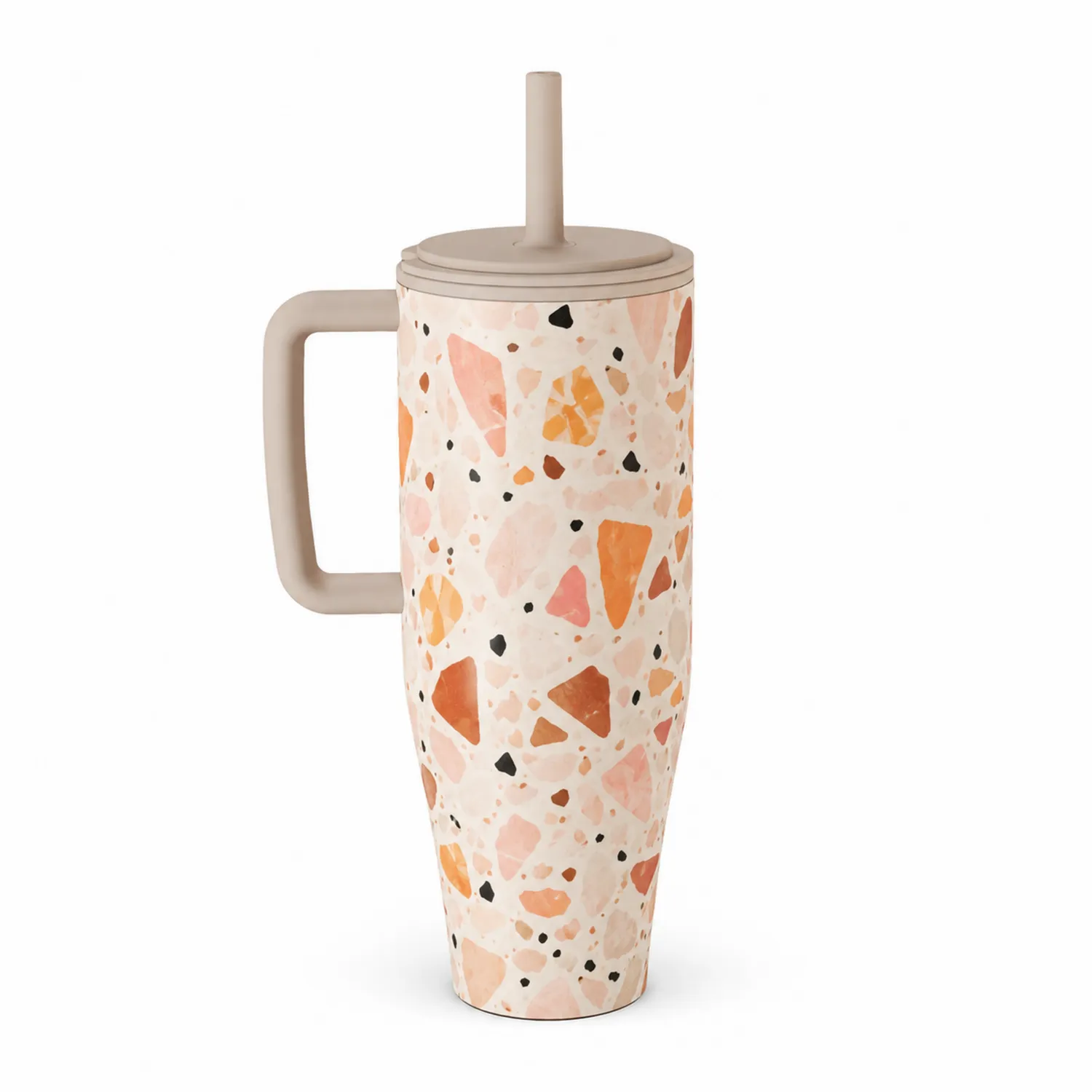 Kubek termiczny terazzo z uchwytem, 500 ml, beżowy