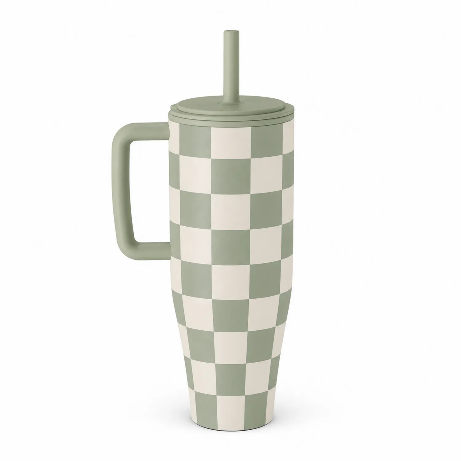 Kubek z uchwytem 700ml w zielono-białą szachownicę