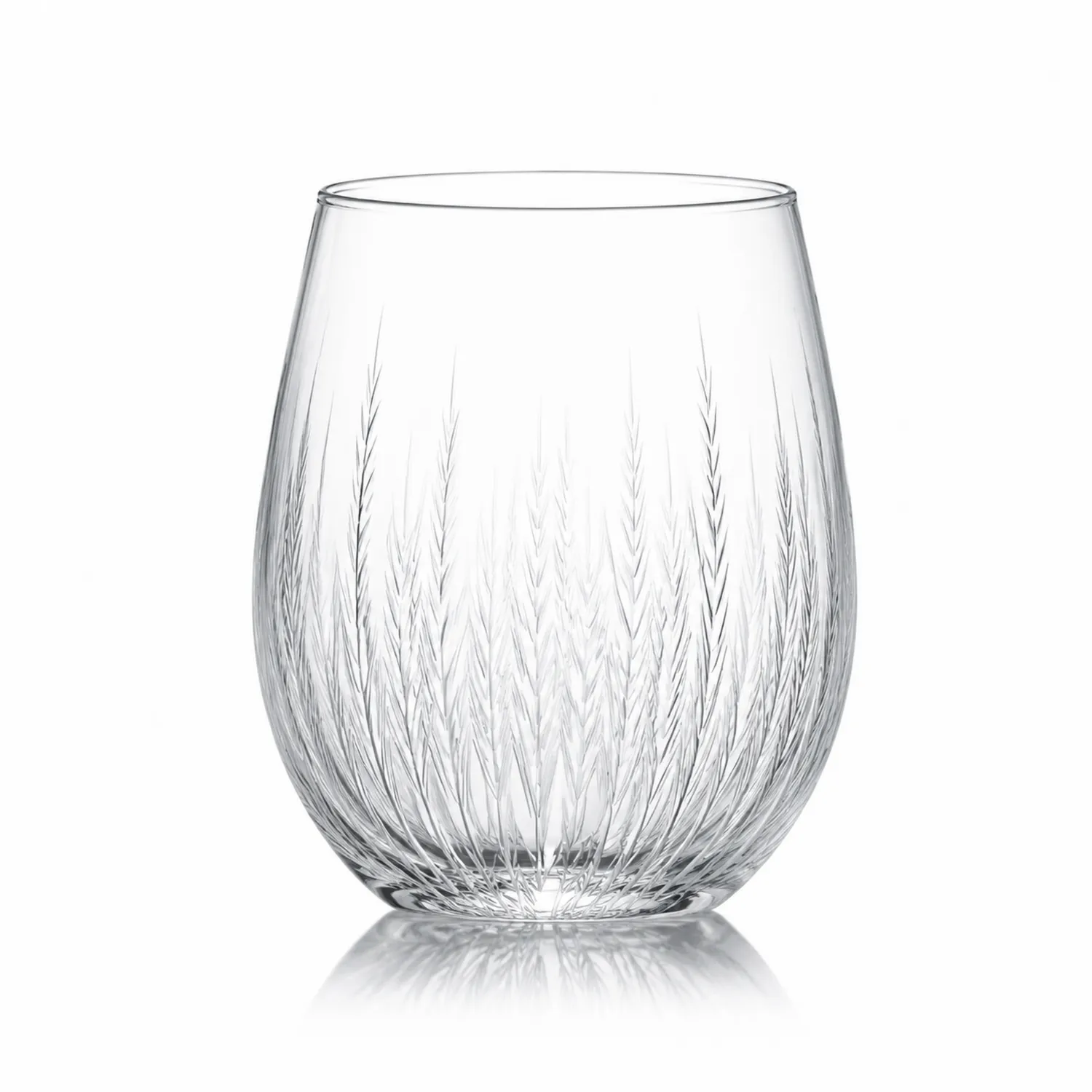 Szklanka kryształowa z wzorem trawy, 350 ml, przezroczysta