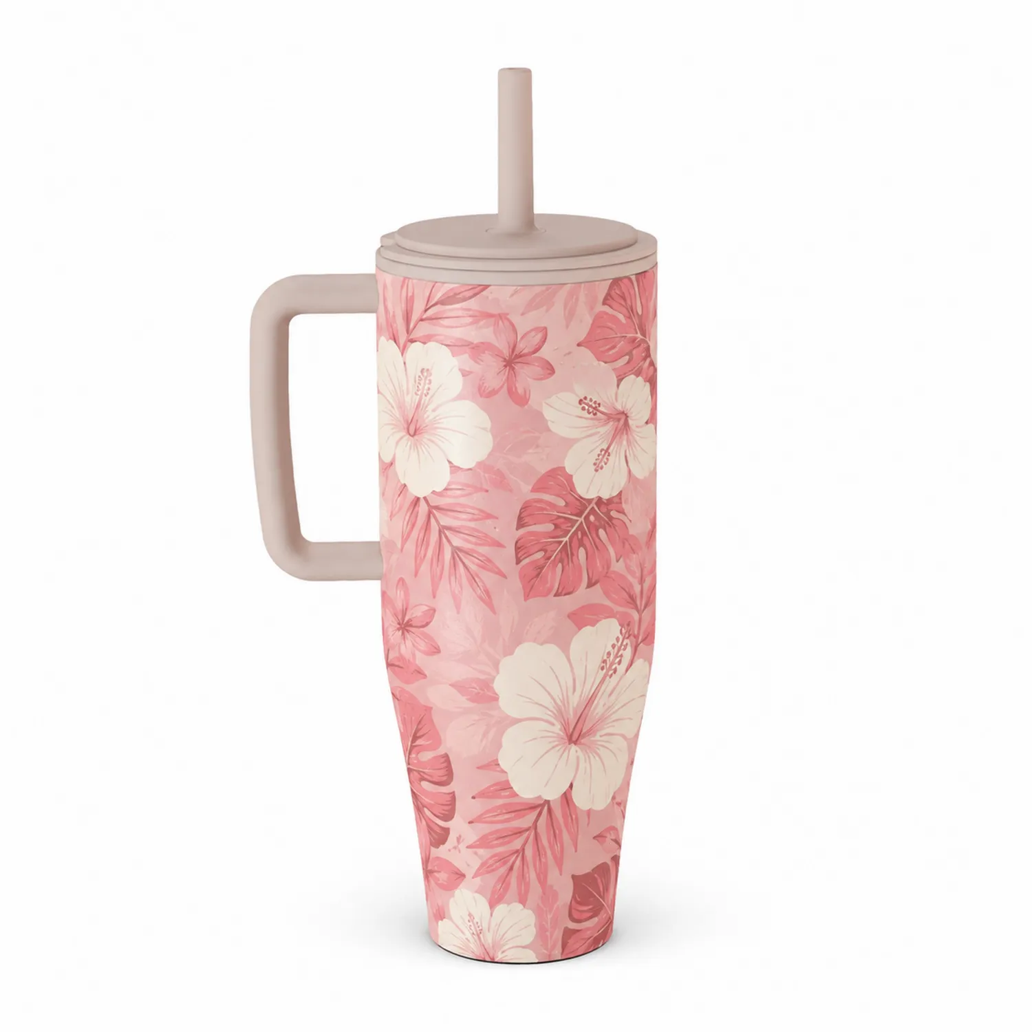 Kubek termiczny z kwiatowym wzorem, różowy, 700ml