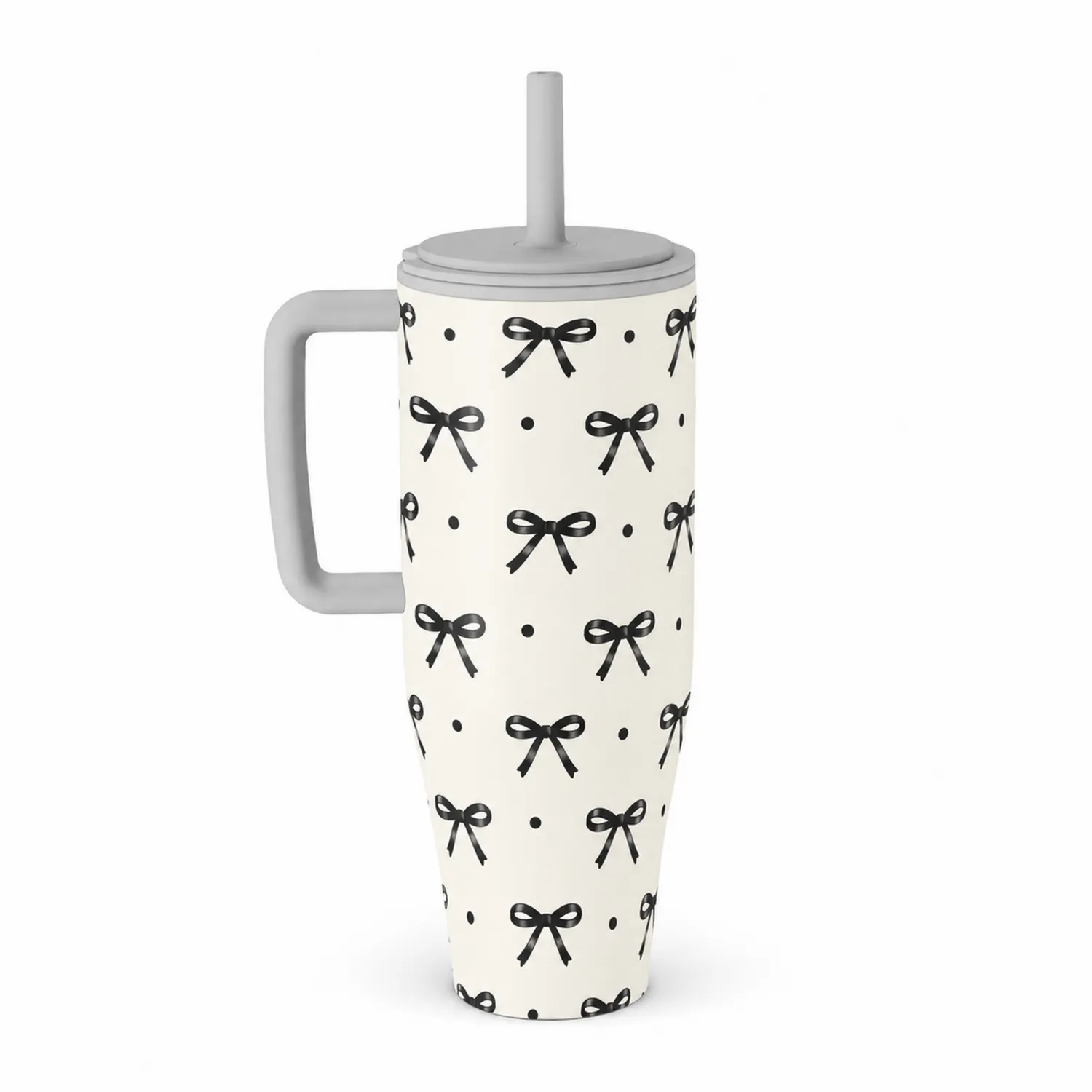 Kubek termiczny z kokardkami beżowy 500ml