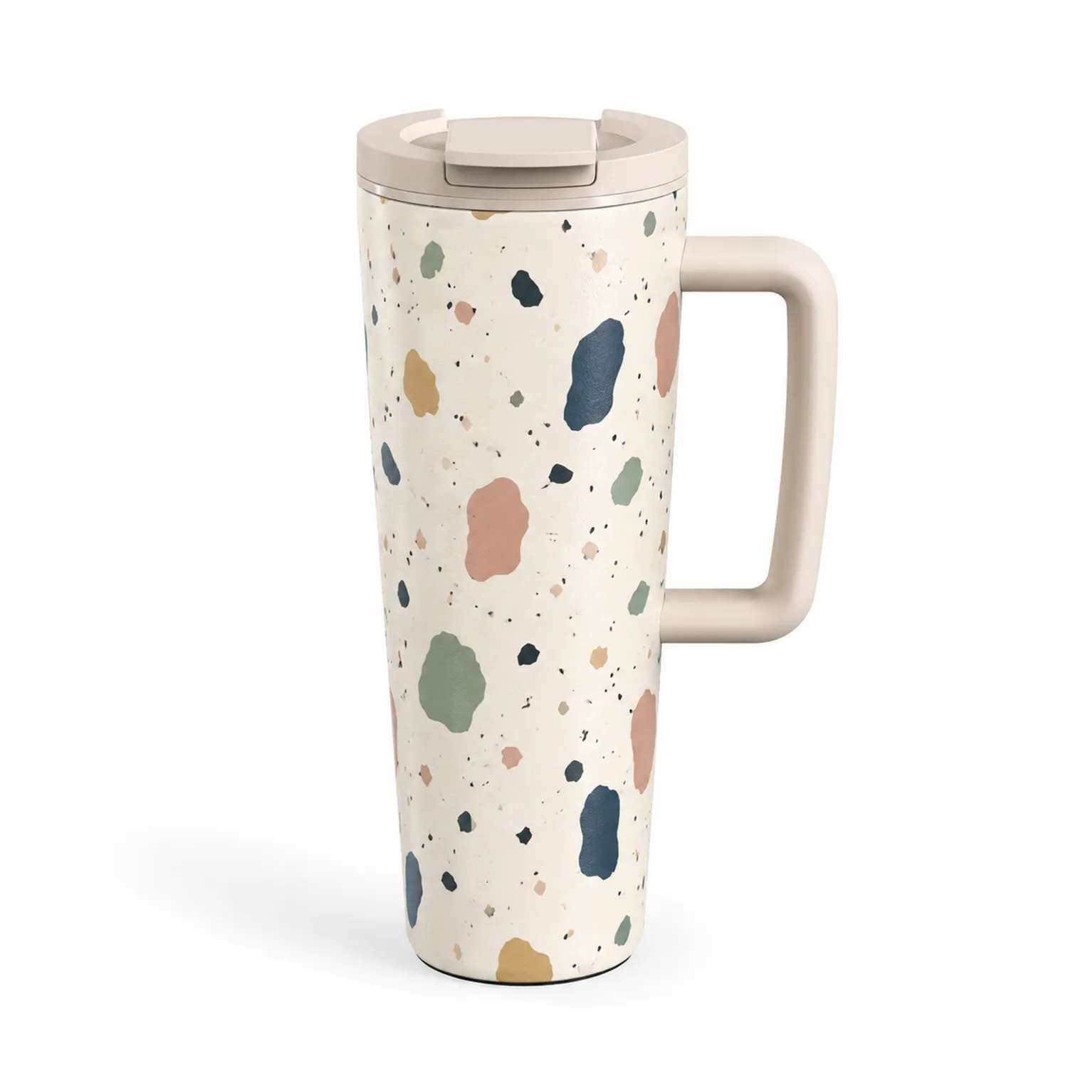 Kubek termiczny z uchwytem w wzory wielokolorowe - 500 ml