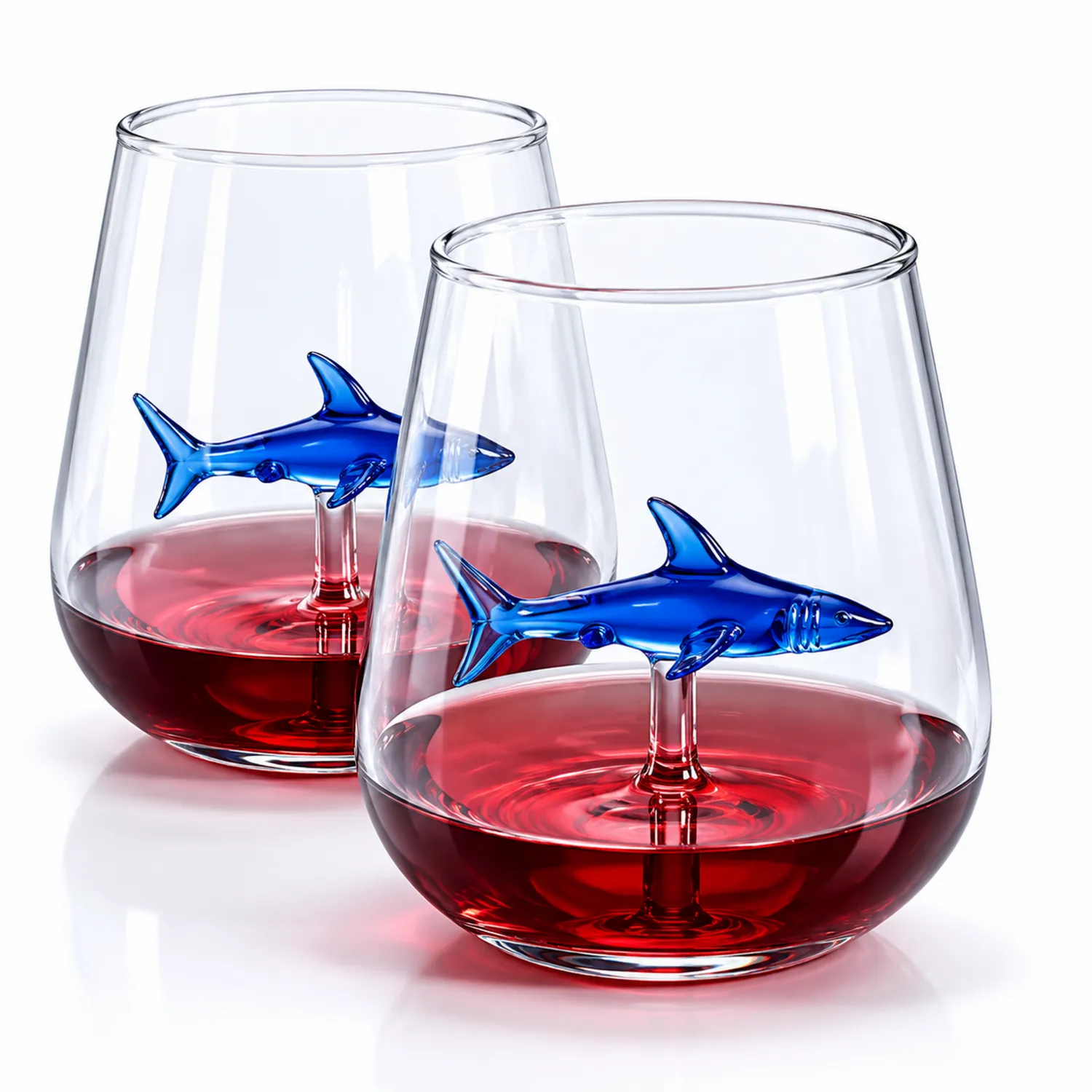 Szklanki do wina z niebieskim rekinem 450ml