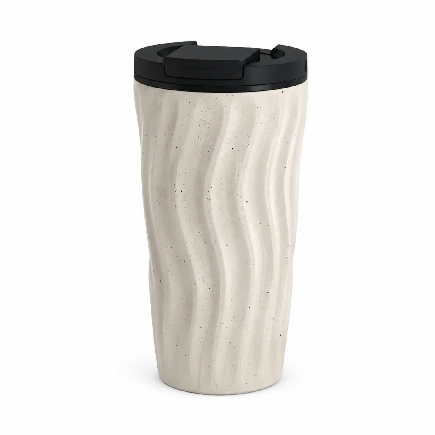 Falisty kubek termiczny beżowy 350 ml