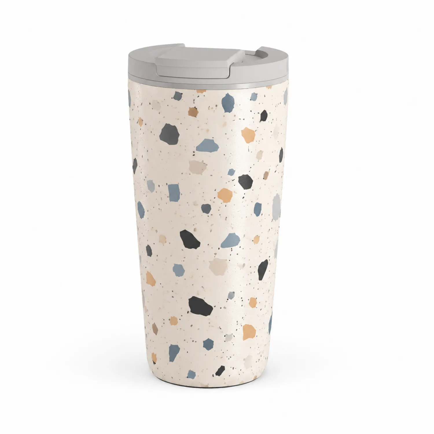 Kubek termiczny podróżny 480 ml z wzorem terrazzo, kremowy
