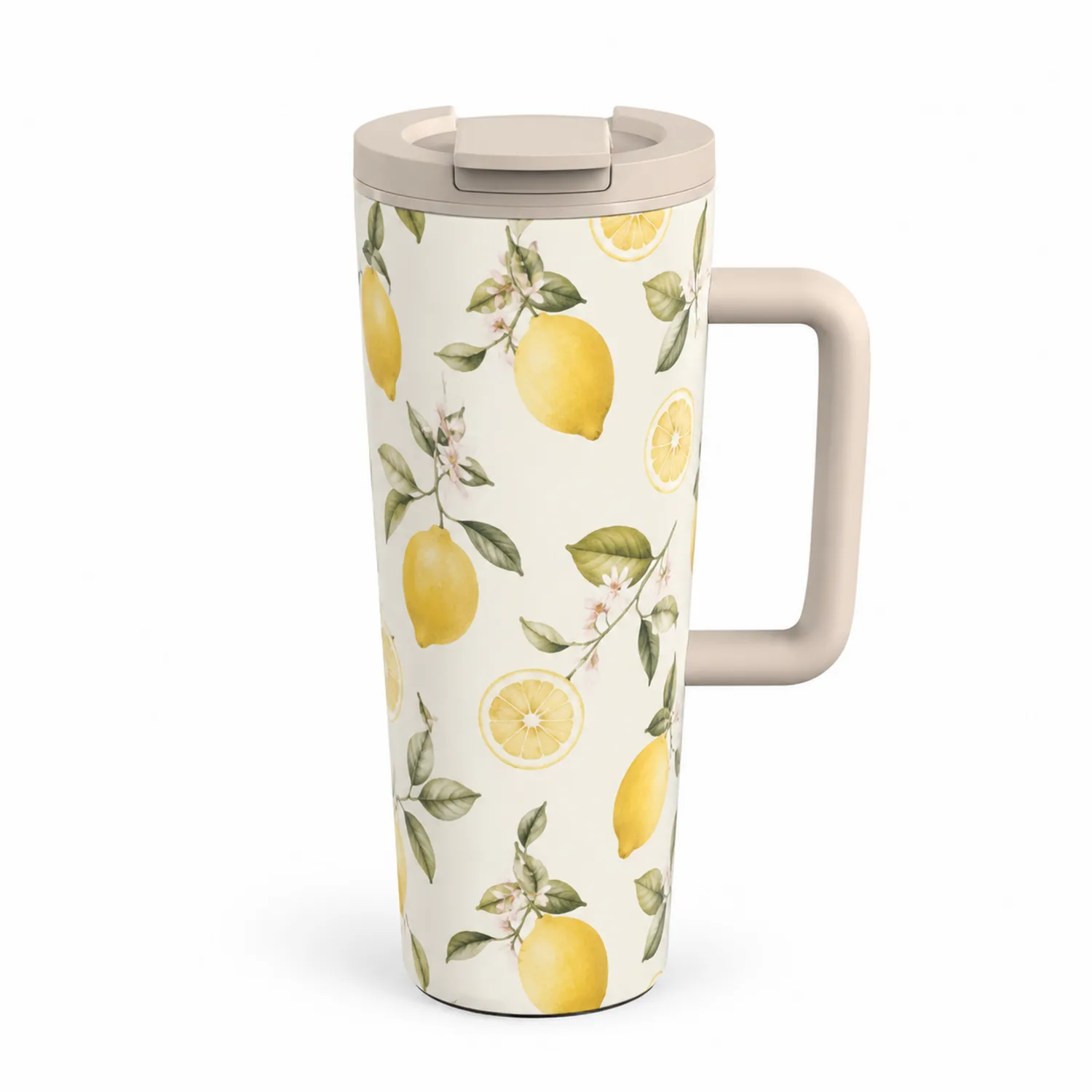 Kubek termiczny z rączką i motywem cytryny, 500 ml