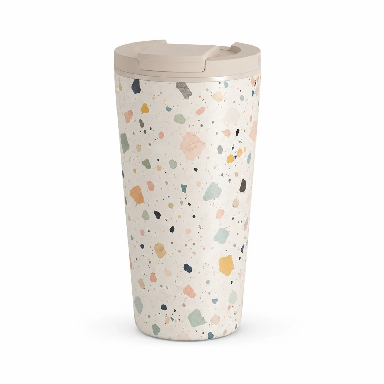 Kubek termiczny kremowy z wzorem terrazzo 500ml