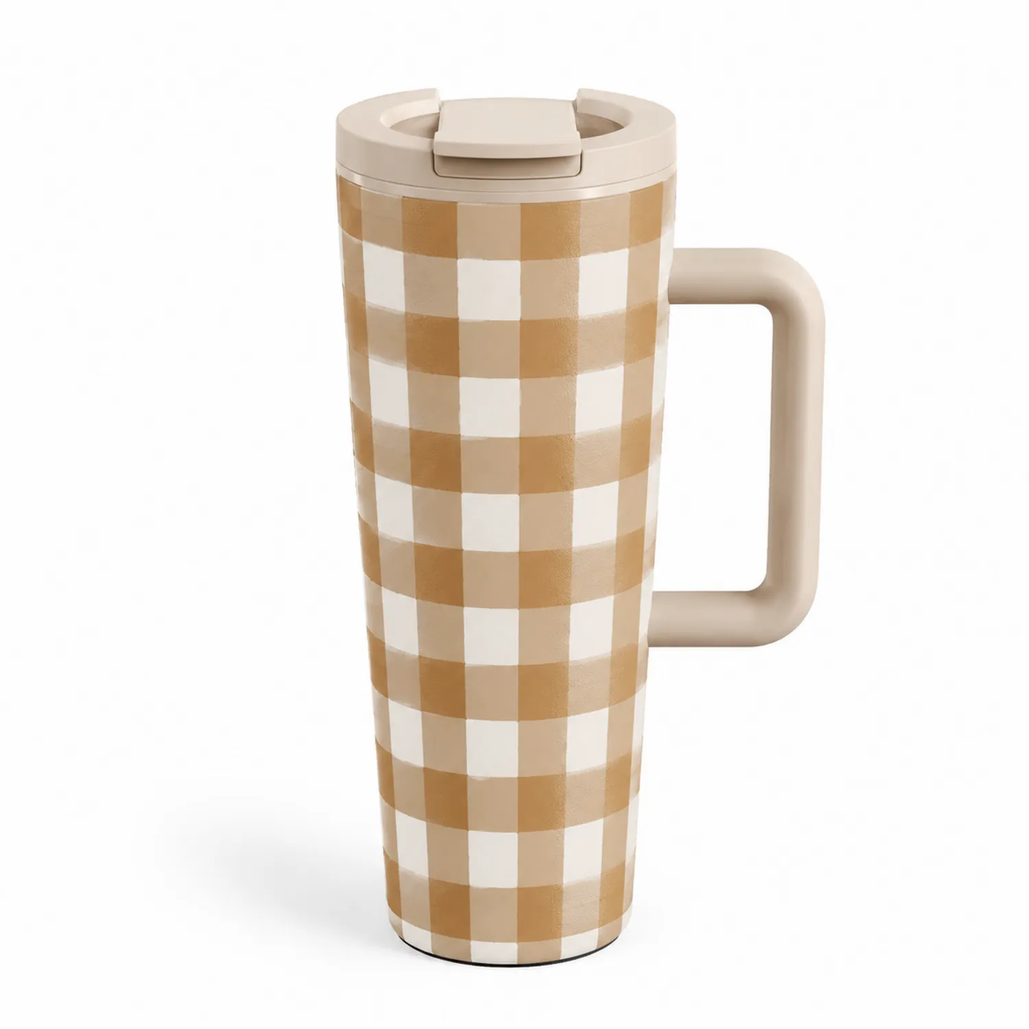Kubek termiczny z uchwytem 450 ml brązowo-biały