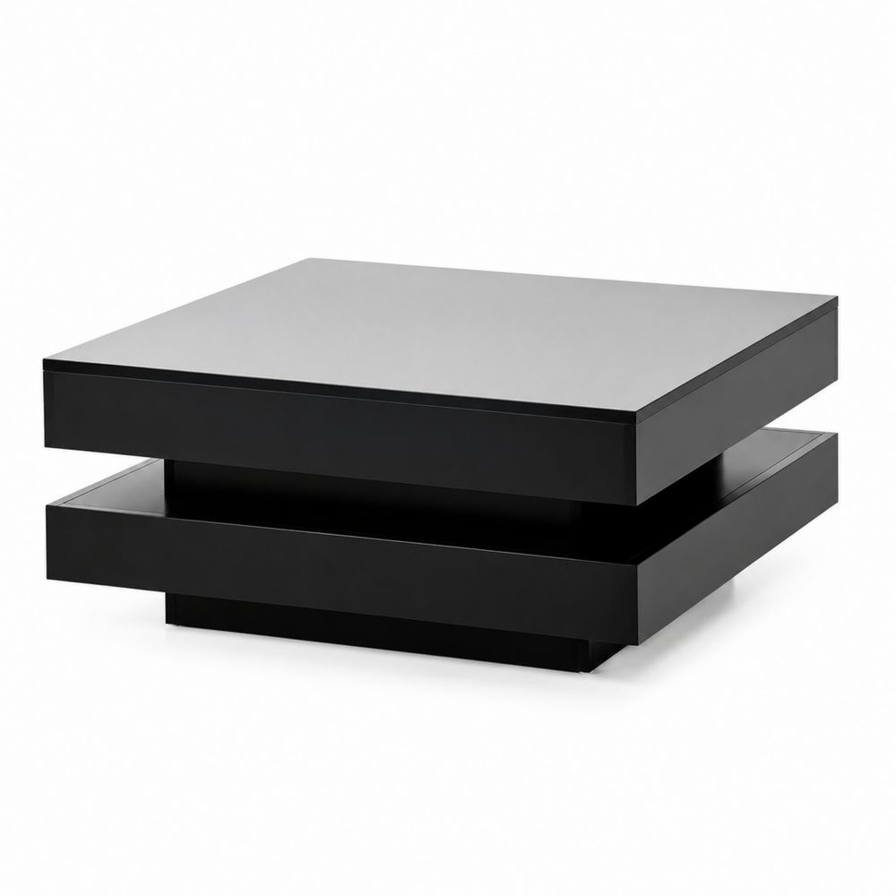 Tavolino da caffè in MDF laccato Nero 80x80x35 cm-Pelvilos