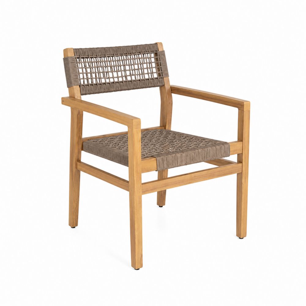 Sedia da giardino in teak e corda-Pelvilos
