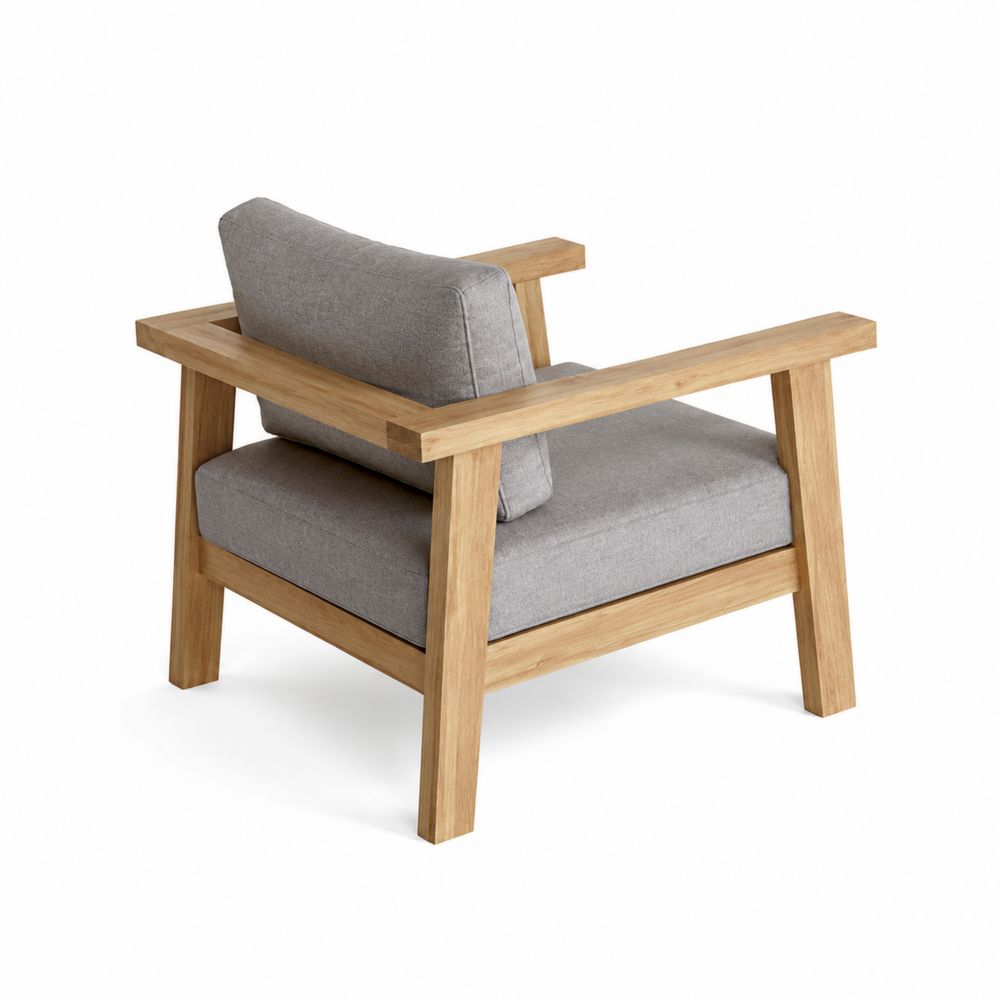Poltrona in legno di teak e tessuto grigio-Pelvilos