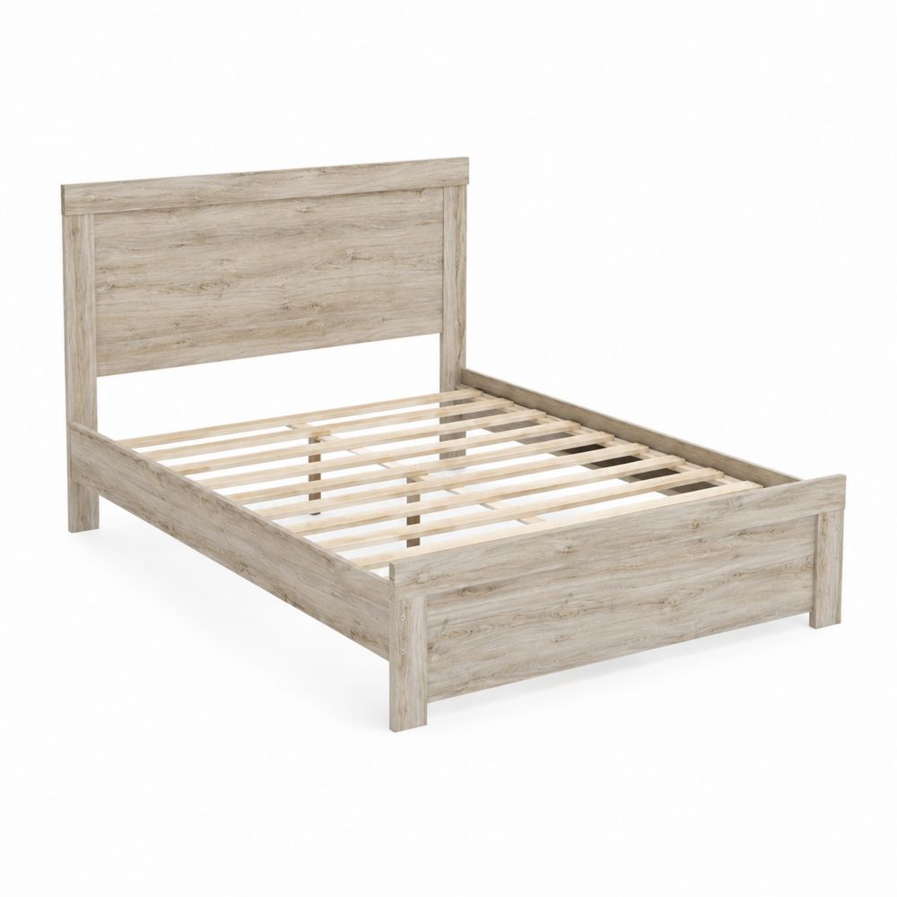 Letto in Legno Massello con Testiera 200x150 cm Rovere-Pelvilos
