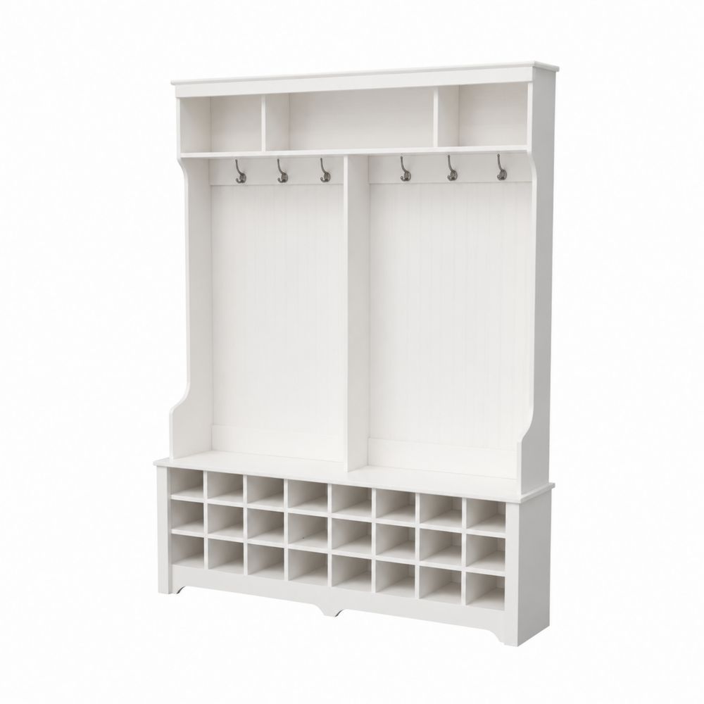 Appendiabiti in Legno con Scaffali a Cubo Bianco-Pelvilos