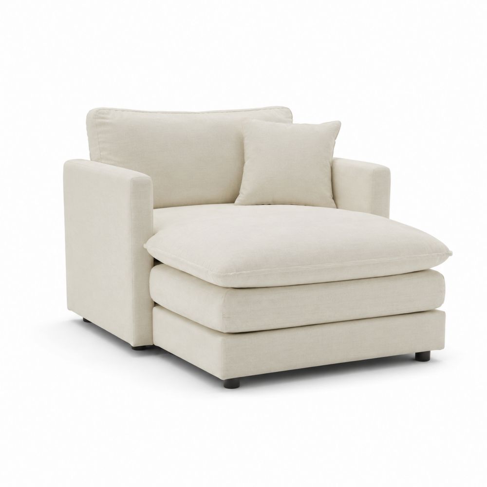 Poltrona in poliestere beige con cuscino-Pelvilos