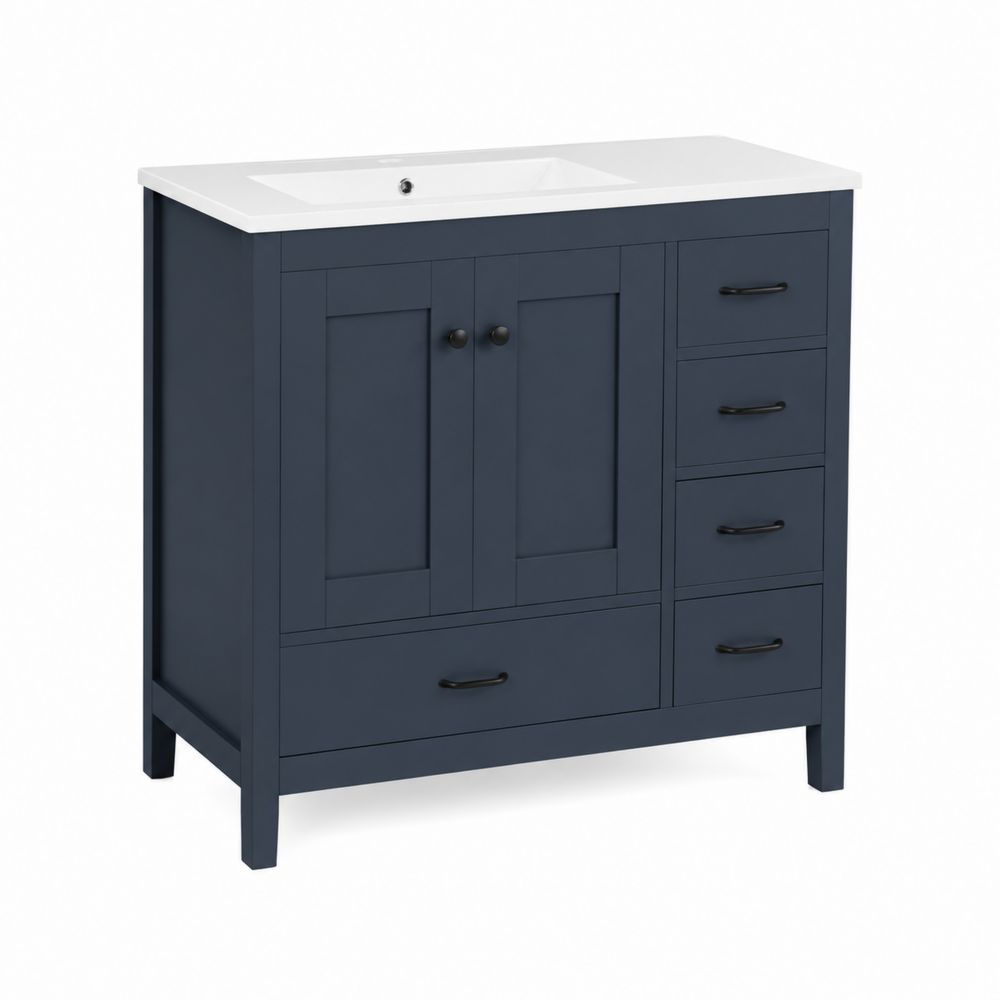 Mobile Lavabo Singolo 80 cm MDF Blu Scuro-Pelvilos