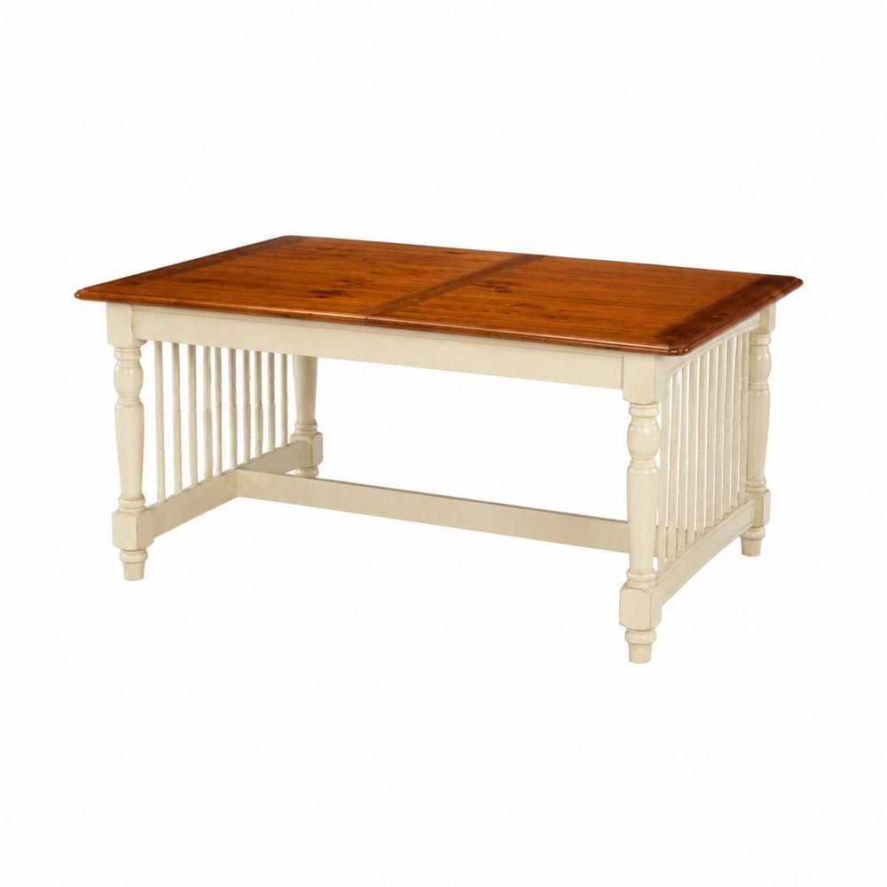 Tavolo da pranzo rettangolare in legno massello marrone chiaro e verniciato bianco 160x90 cm-Pelvilos