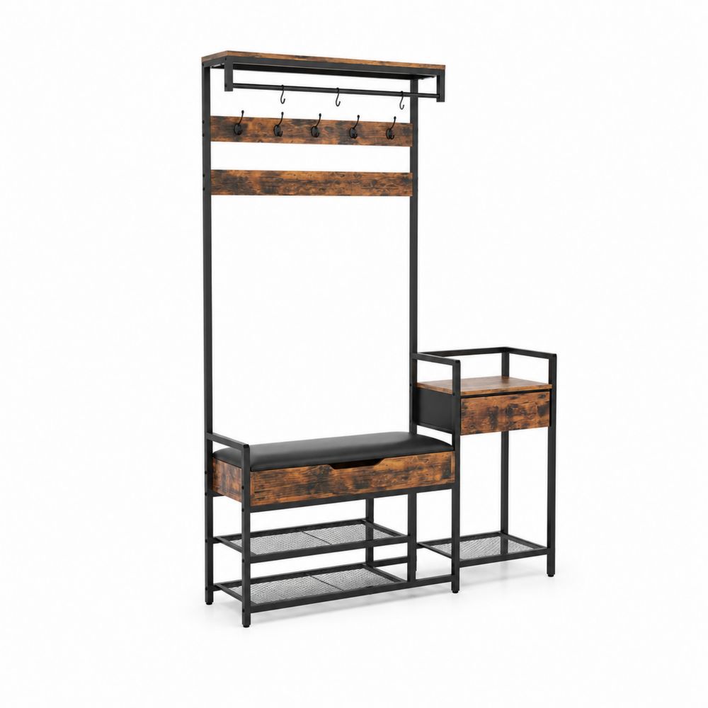 Appendiabiti in Legno MDF Laminato e Metallo Marrone/Nero-Pelvilos
